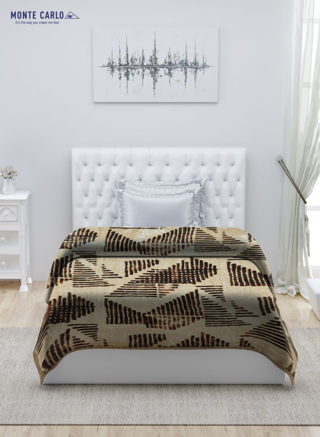 Printed Mink Single Blanket for Mild Winter - 2 Ply