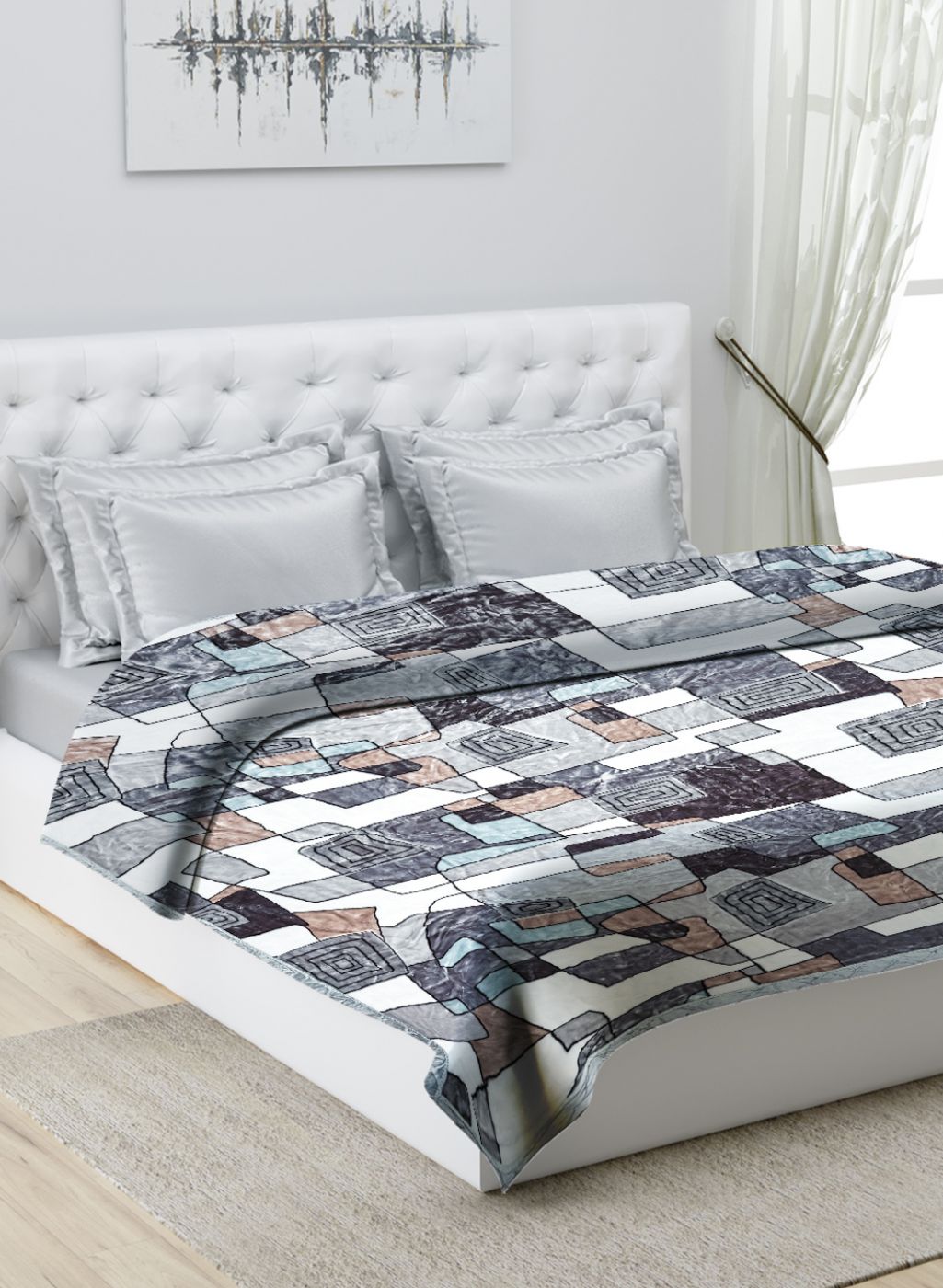 Printed Mink Double Blanket for Heavy Winter -1 Ply