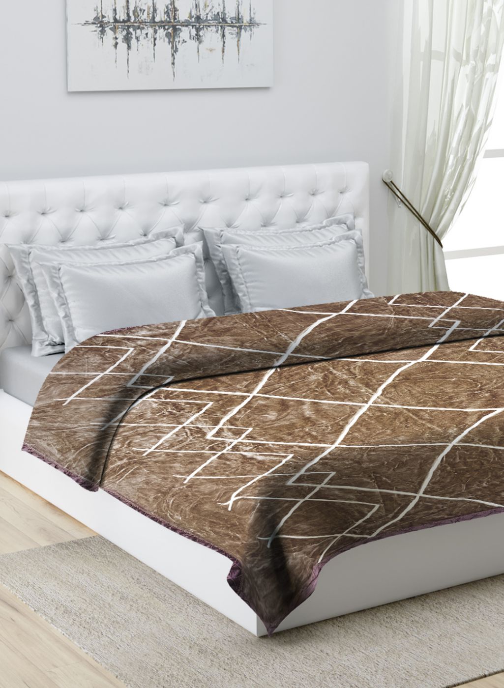 Printed Mink Double Blanket for Heavy Winter -1 Ply