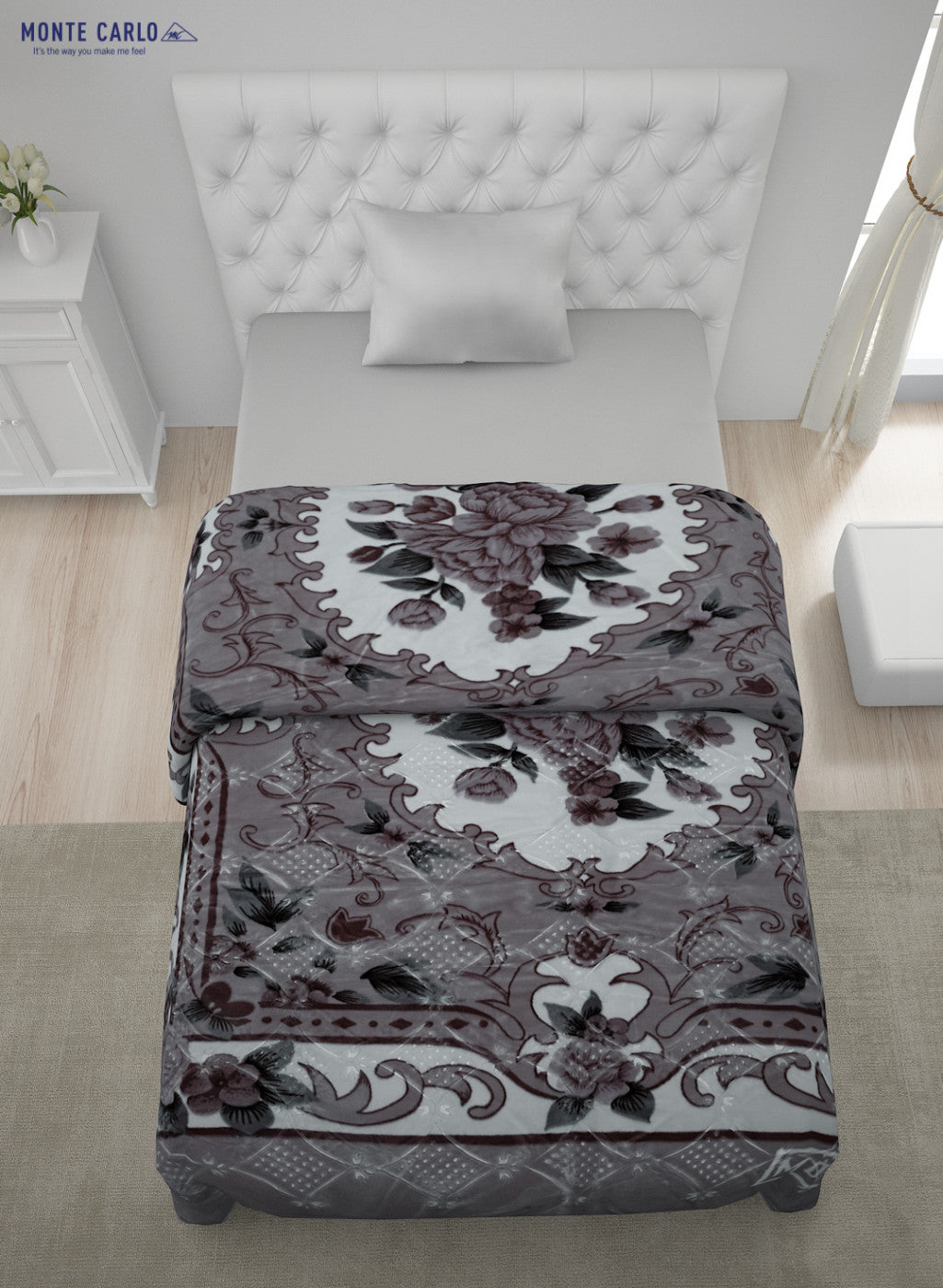 Printed Mink Single Blanket for Heavy Winter -2 Ply