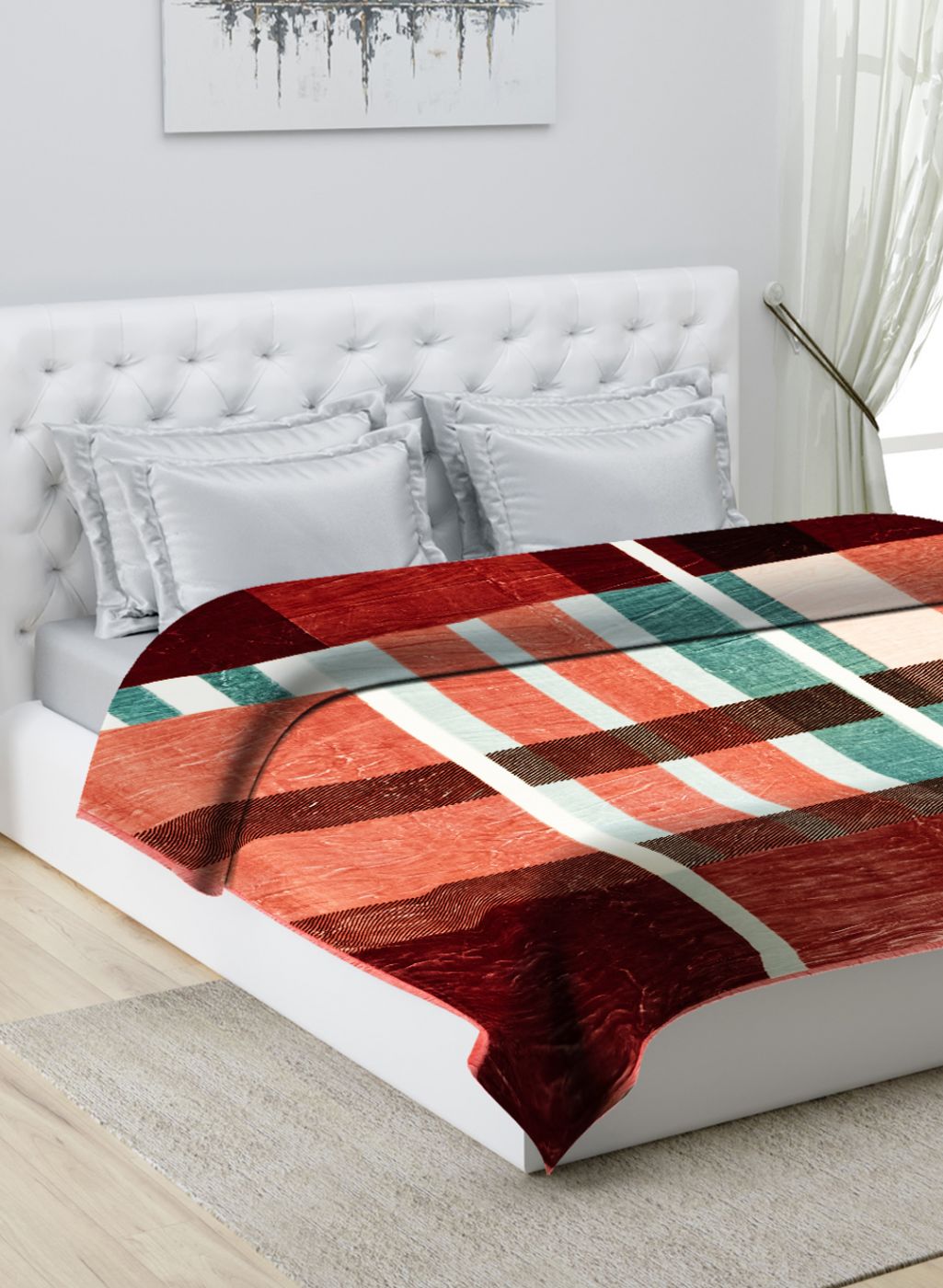 Printed Mink Double Blanket for Mild Winter -1 Ply