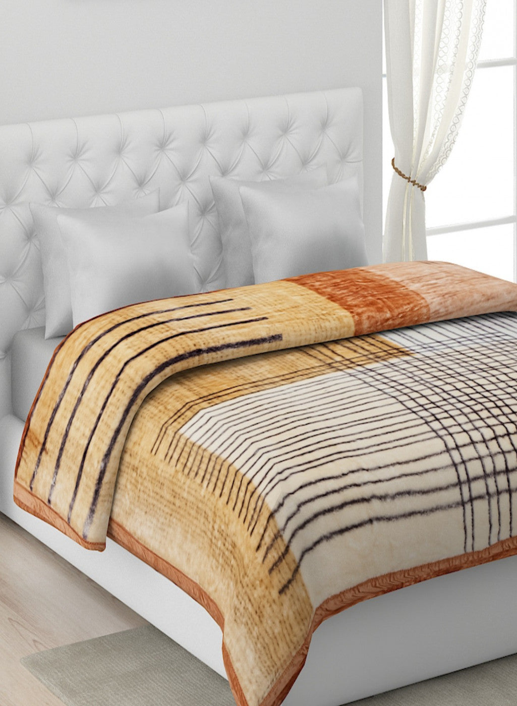 Printed Mink Double Blanket for Mild Winter - 1 Ply