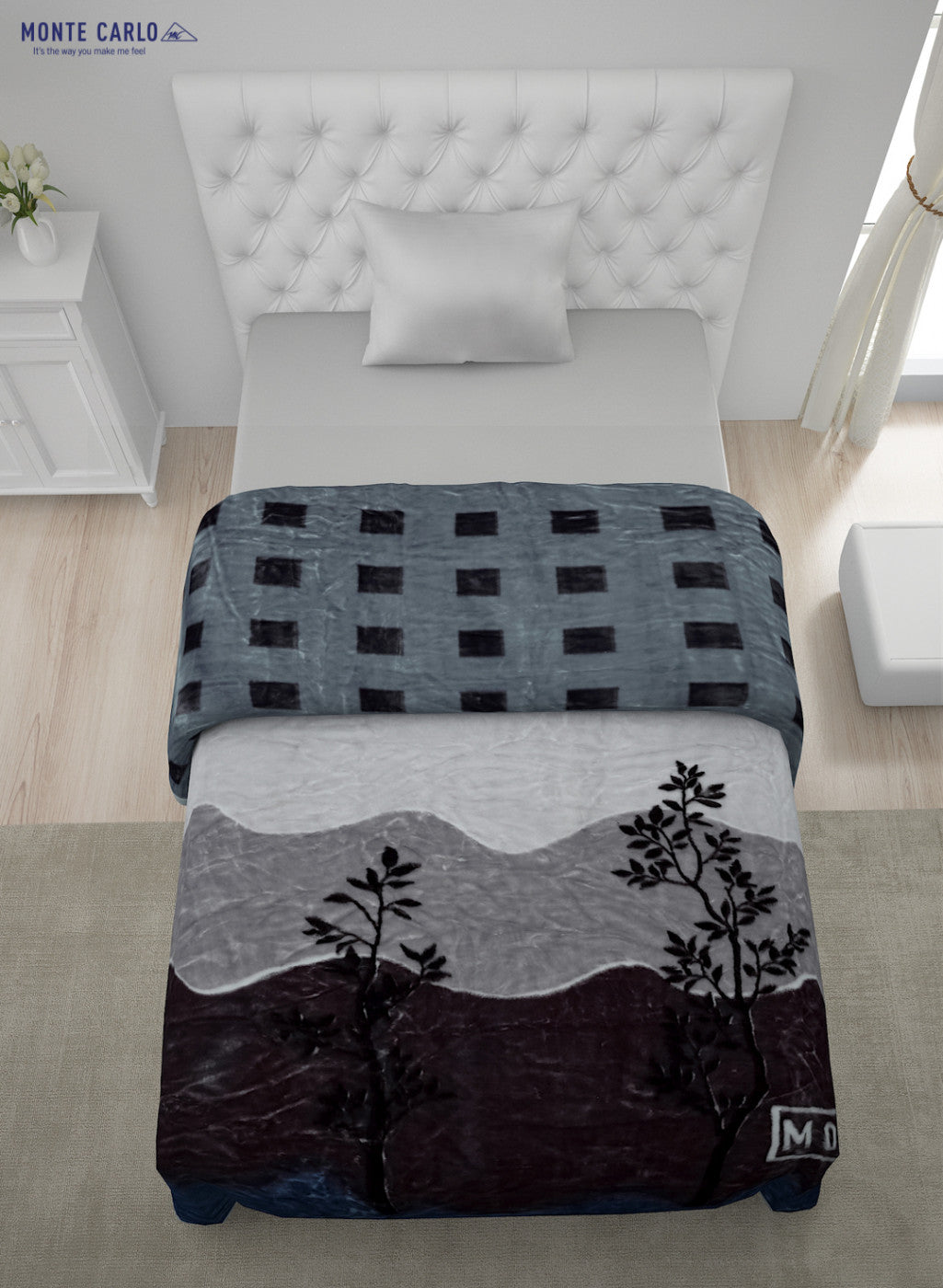 Printed Mink Single Blanket for Heavy Winter -2 Ply