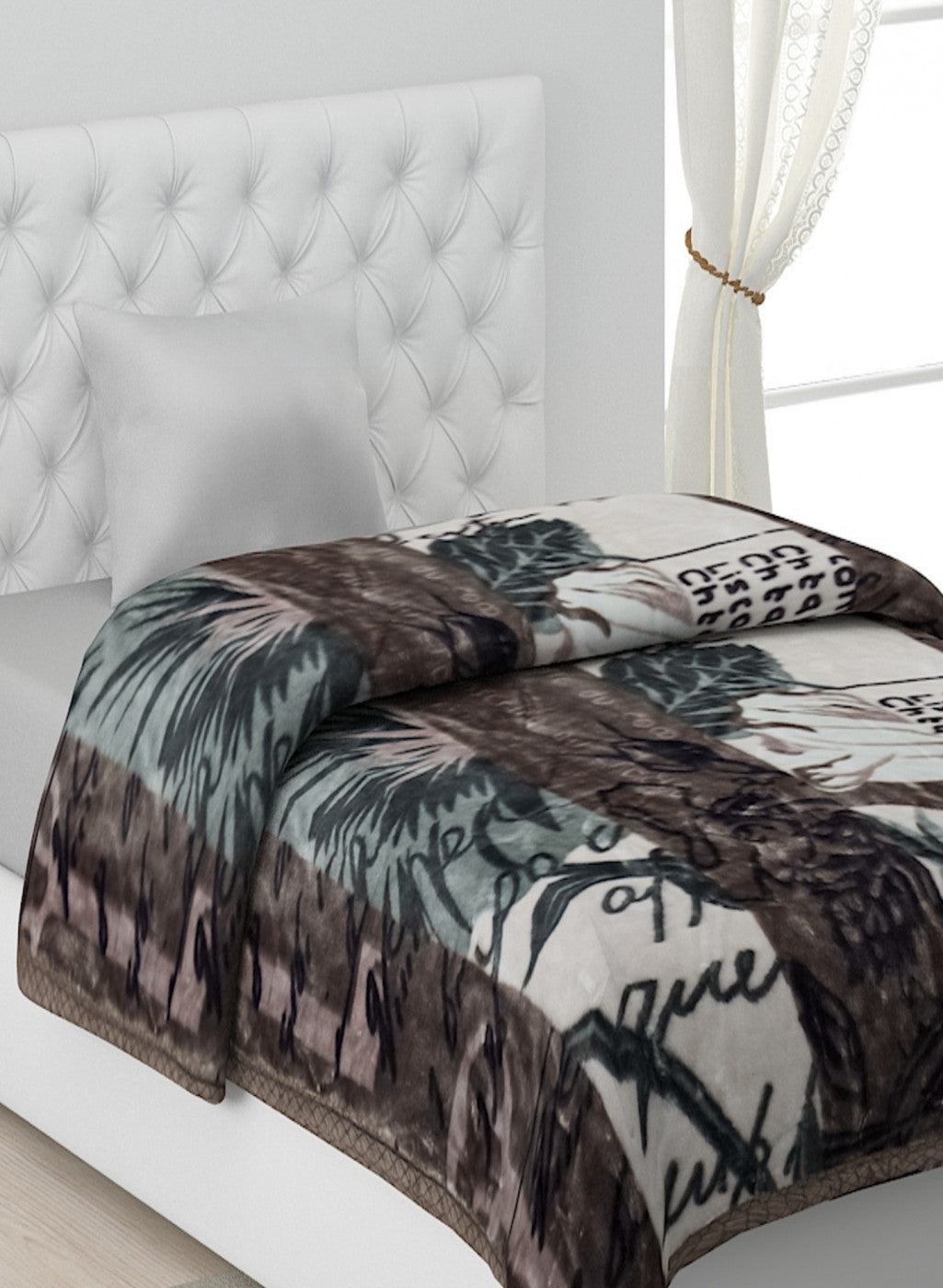 Printed Mink Single Blanket for Mild Winter -1 Ply