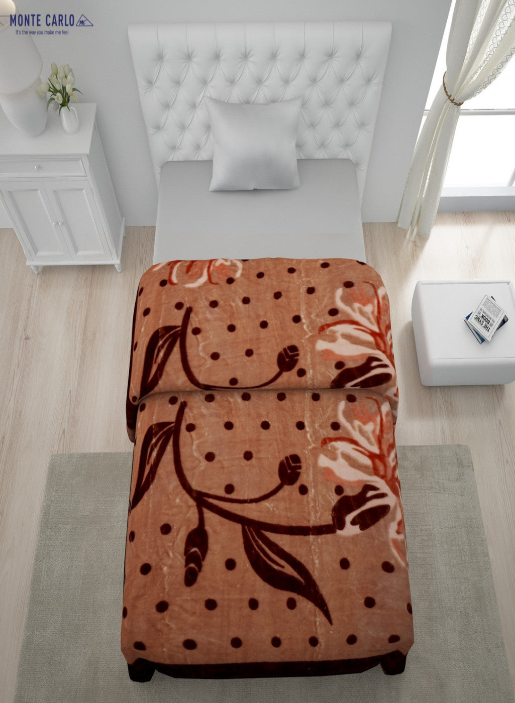 Printed Mink Single Blanket for Mild Winter -1 Ply