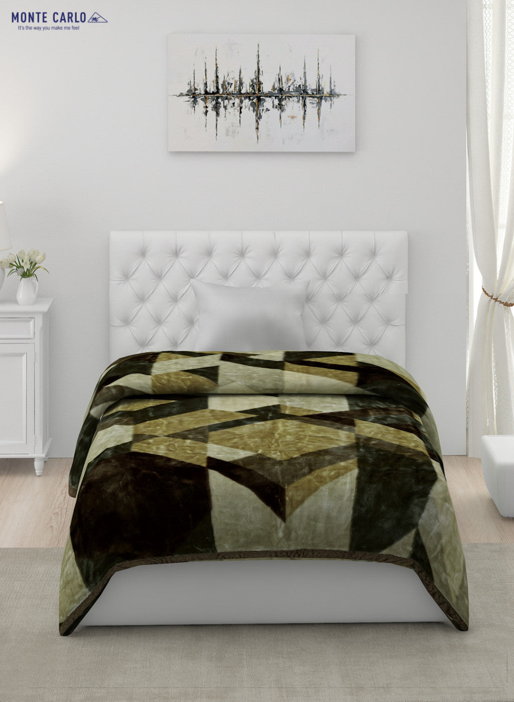 Printed Mink Single Blanket for Mild Winter - 2 Ply