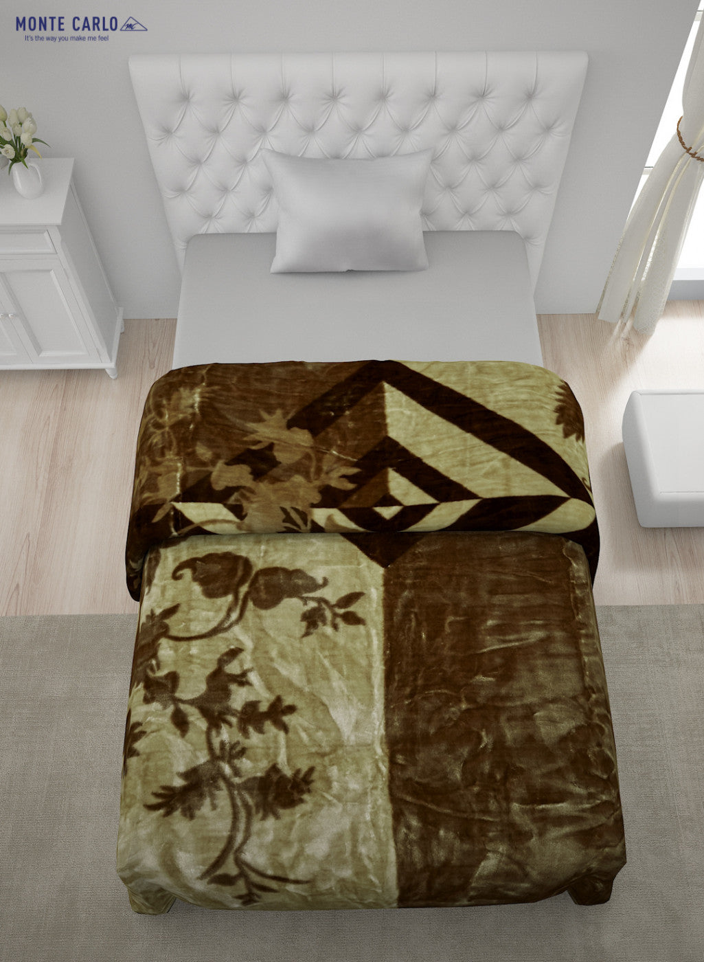 Printed Mink Single Blanket for Mild Winter - 2 Ply