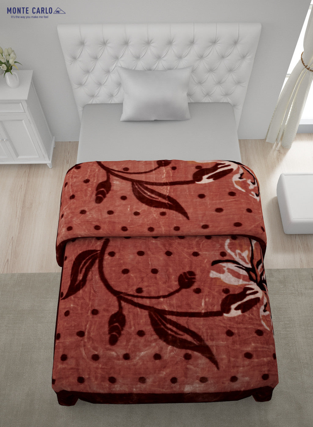 Printed Mink Single Blanket for Mild Winter - 2 Ply