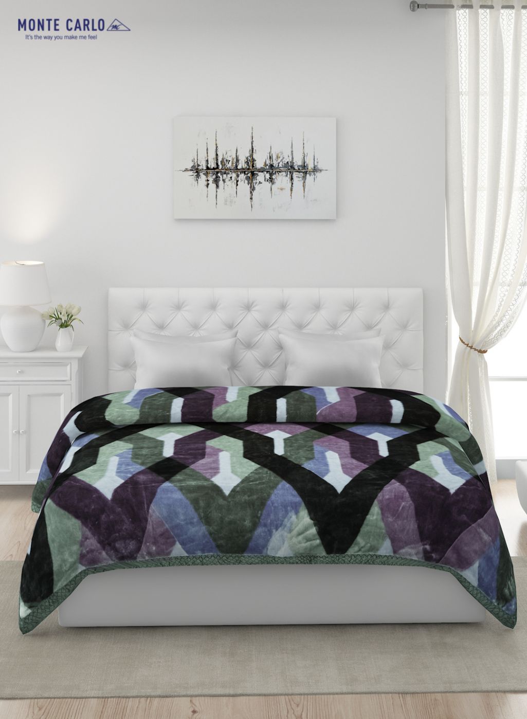 Printed Mink Double Blanket for Mild Winter - 1 Ply