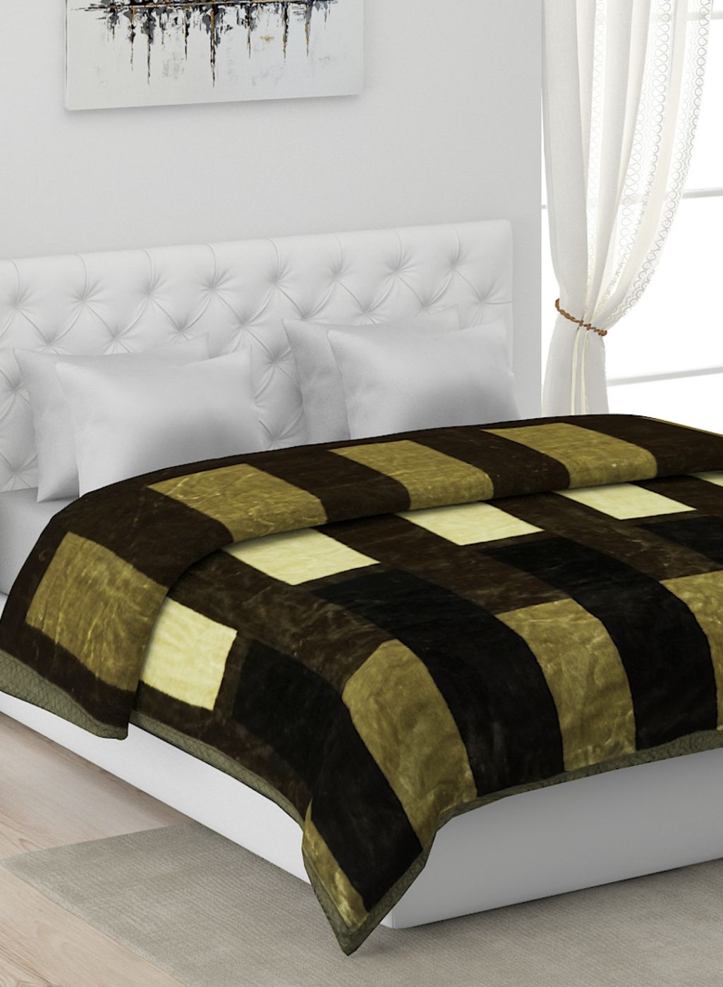 Printed Mink Double Blanket for Mild Winter - 1 Ply