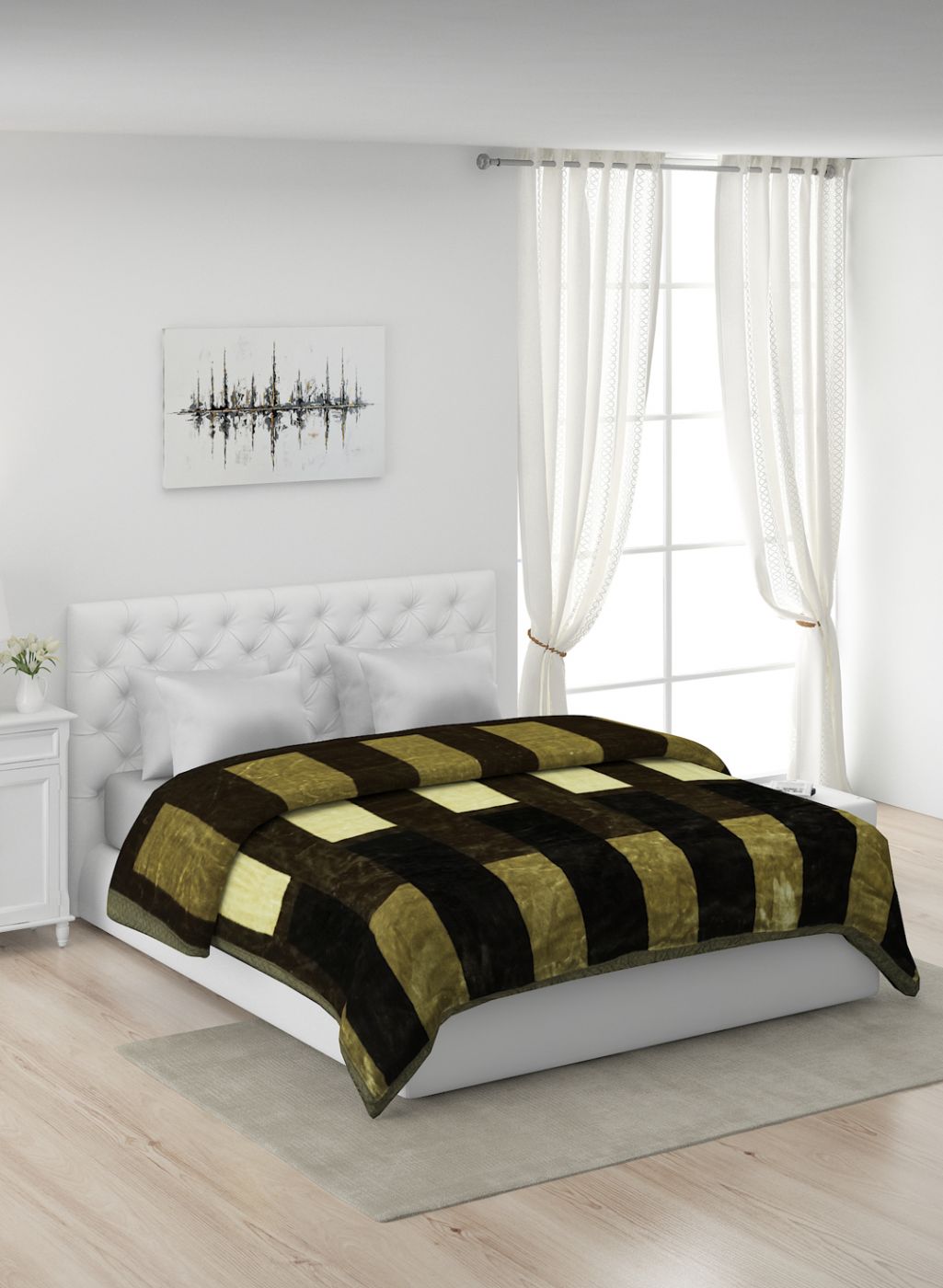 Printed Mink Double Blanket for Mild Winter - 1 Ply