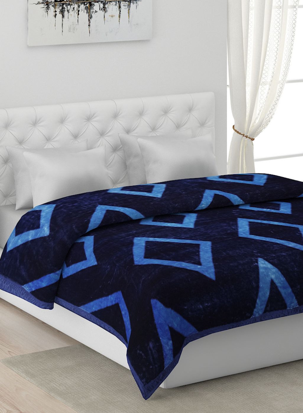 Printed Mink Double Blanket for Mild Winter - 1 Ply