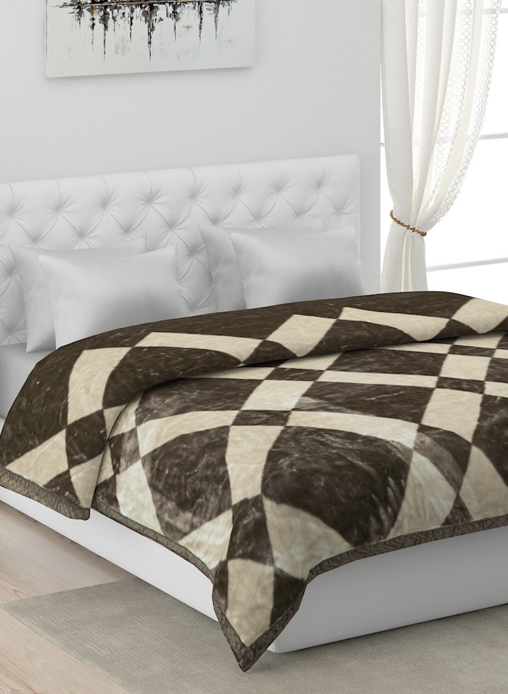 Printed Mink Double Blanket for Mild Winter - 1 Ply