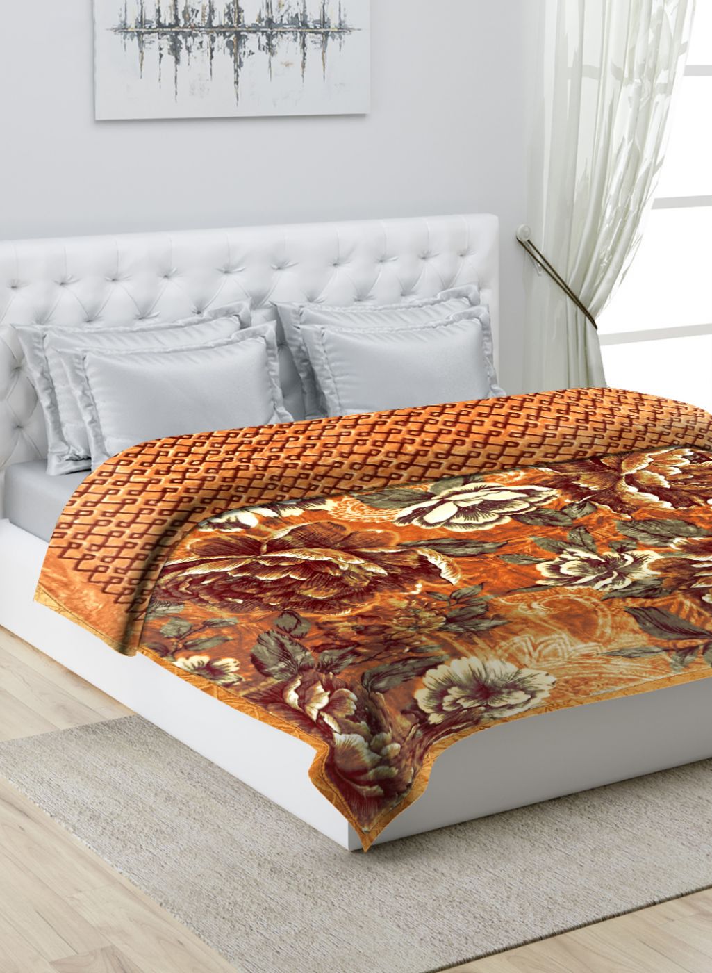 Printed Mink Double Blanket for Heavy Winter -3 Ply