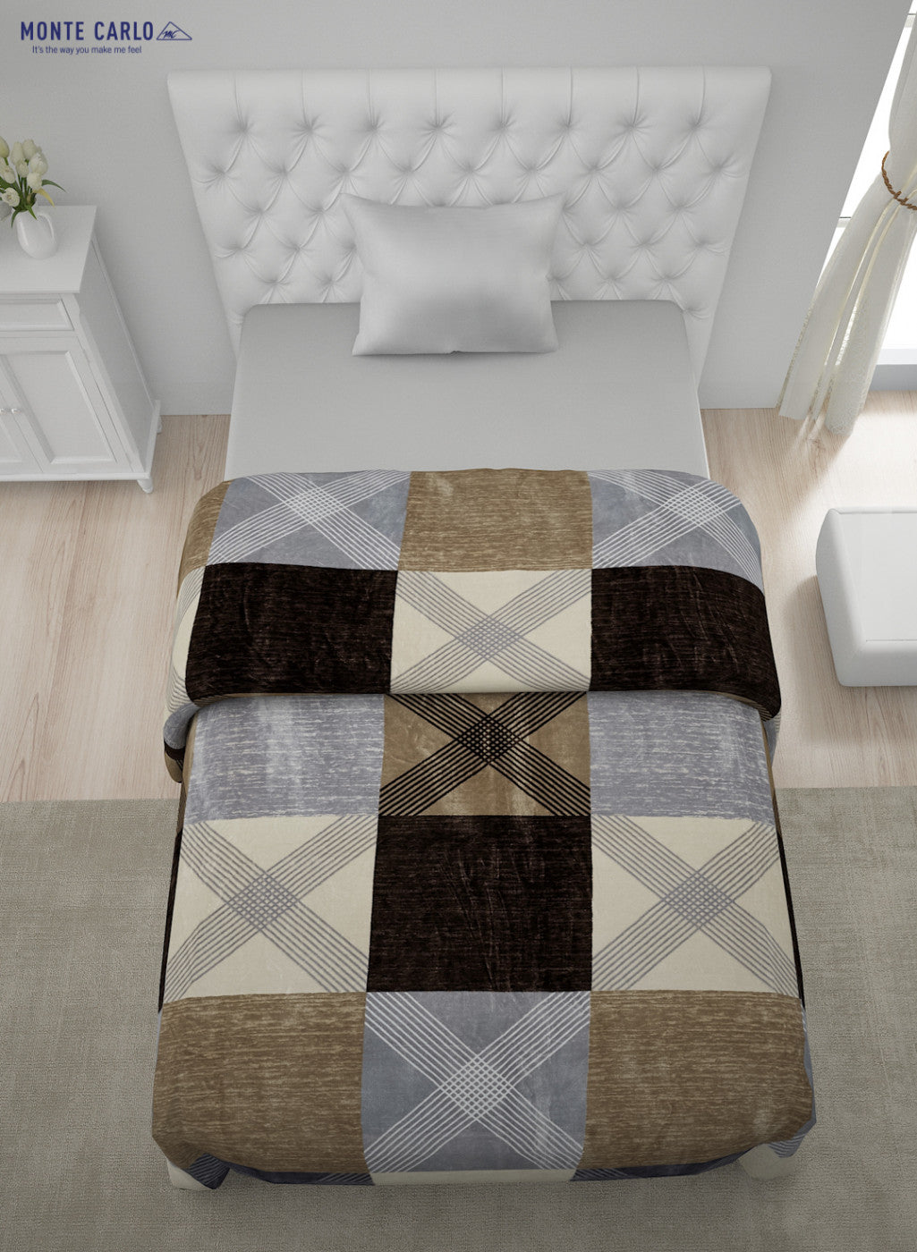 Printed Mink Single Blanket for AC Room -1 Ply