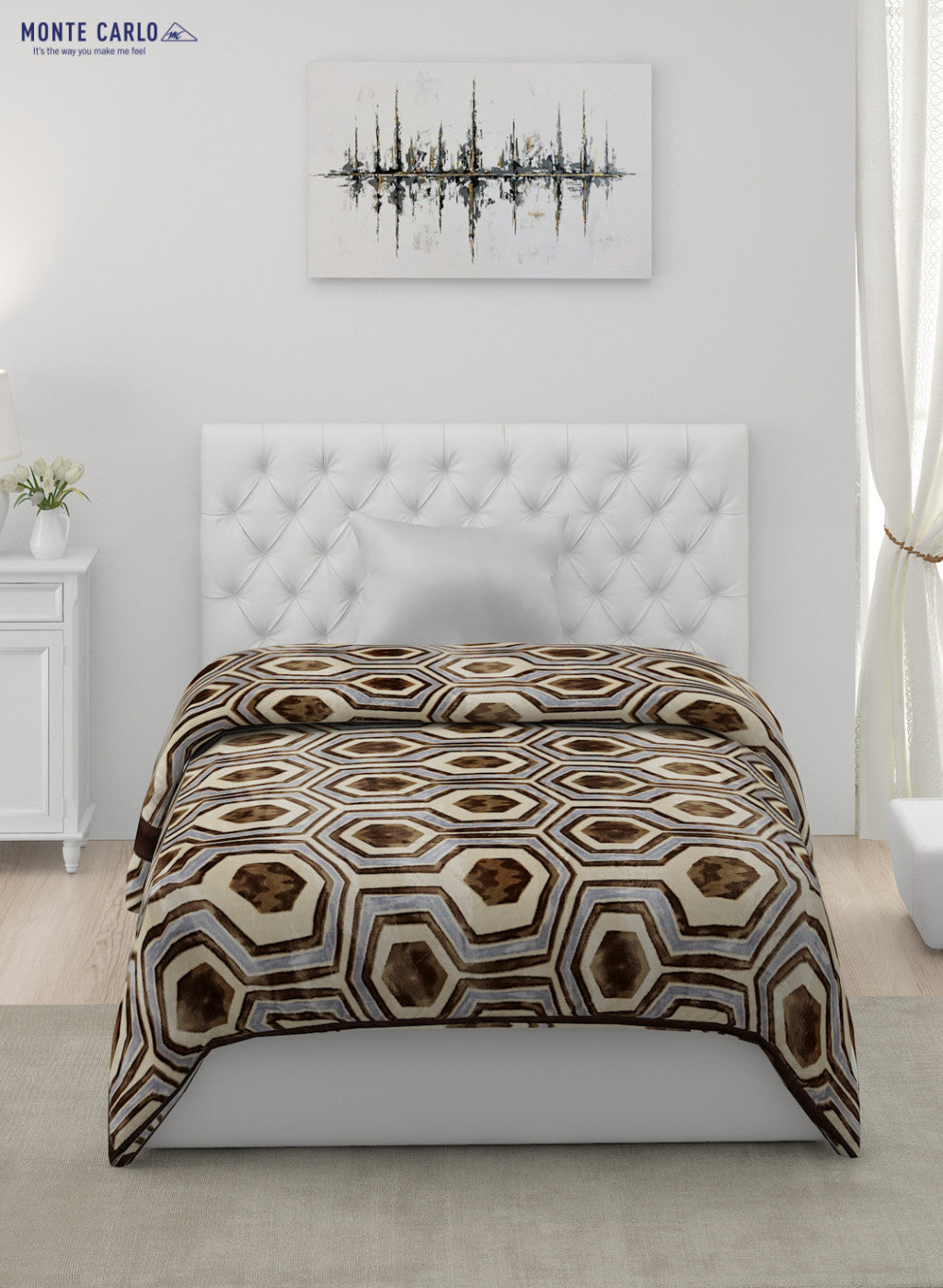 Printed Mink Single Blanket for AC Room -1 Ply