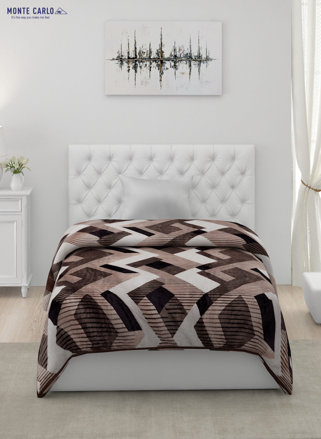 Printed Mink Single Blanket for AC Room -1 Ply