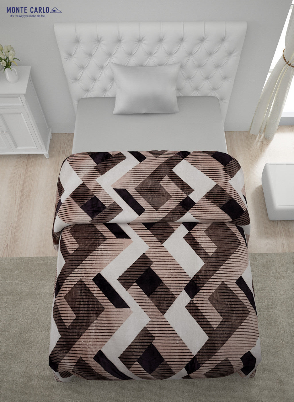 Printed Mink Single Blanket for AC Room -1 Ply