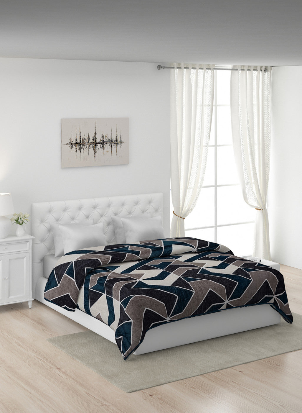 Printed Mink Double Blanket for AC Room -1 Ply