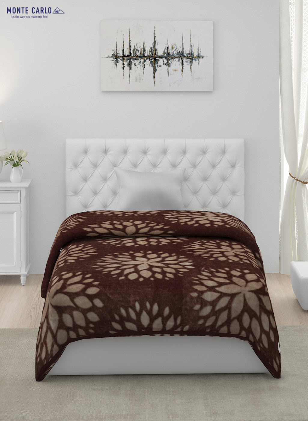 Printed Mink Single Blanket for Mild Winter -1 Ply