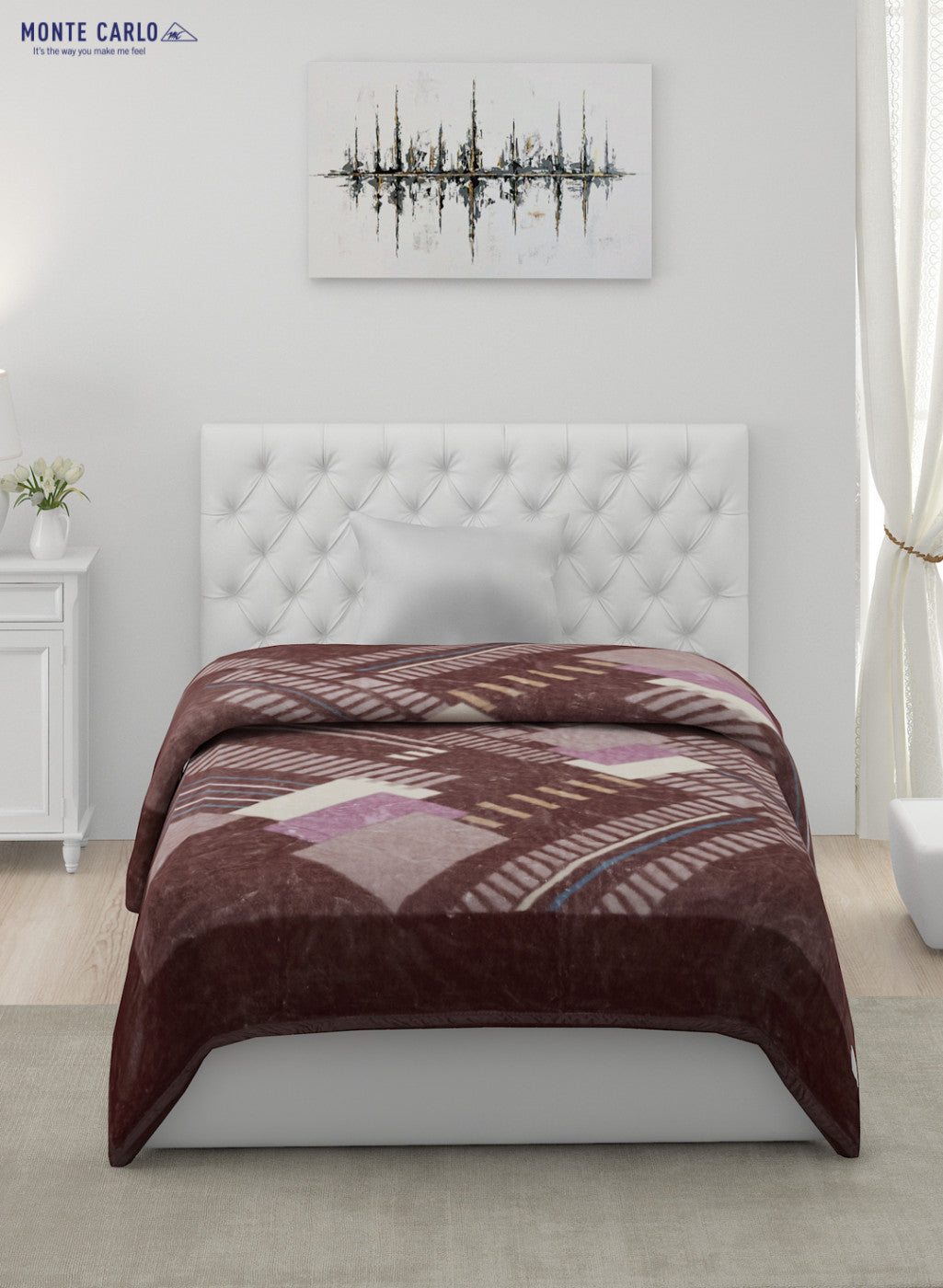 Printed Mink Single Blanket for Mild Winter -1 Ply