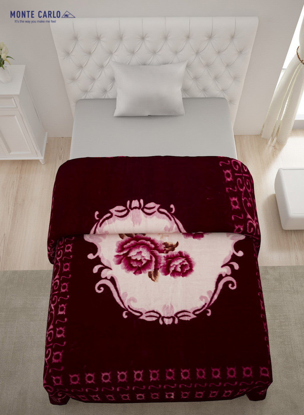 Printed Mink Single Blanket for Mild Winter -2 Ply