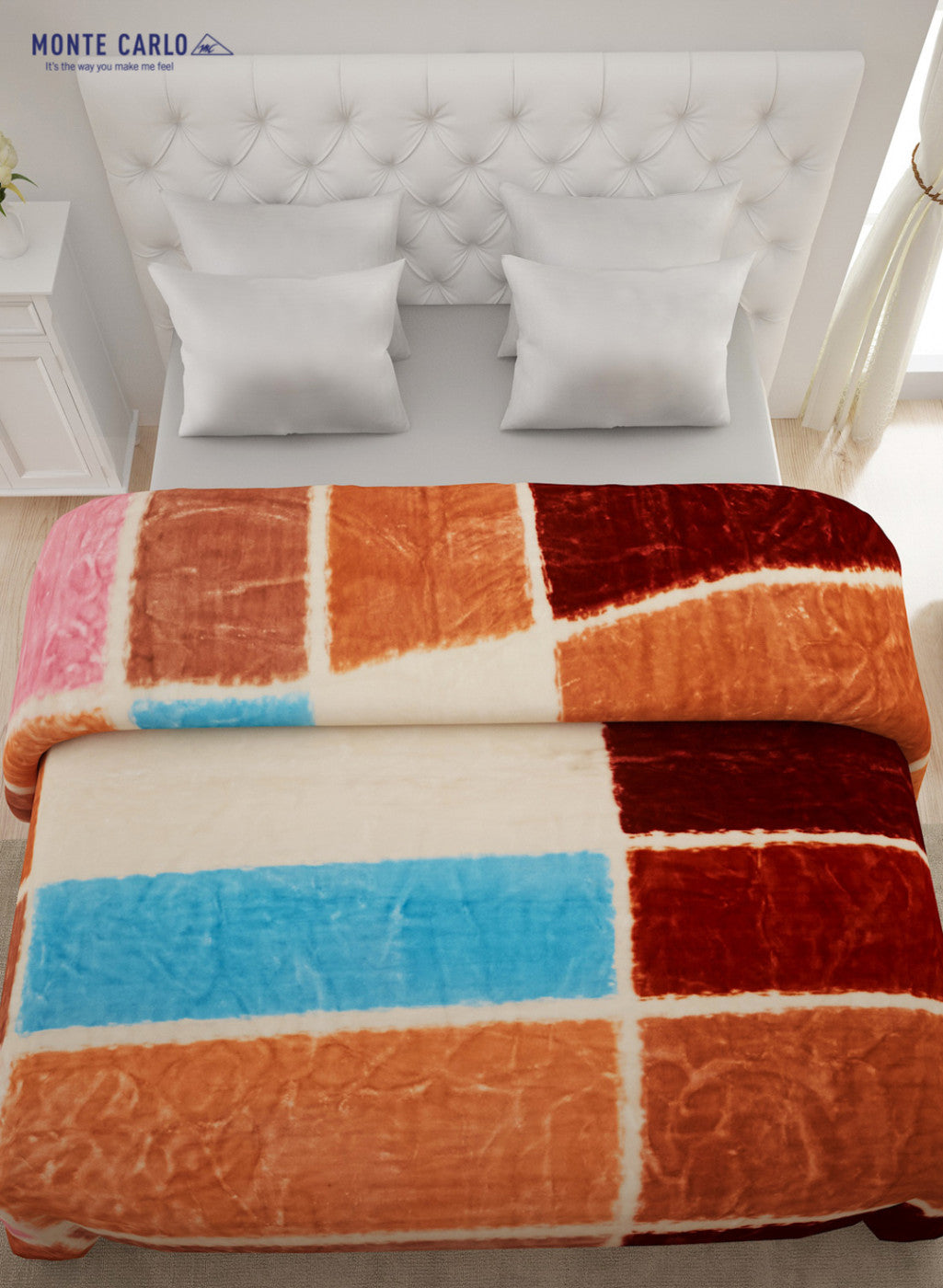 Double Bed Multicolor Mink Blanket - 1 Ply