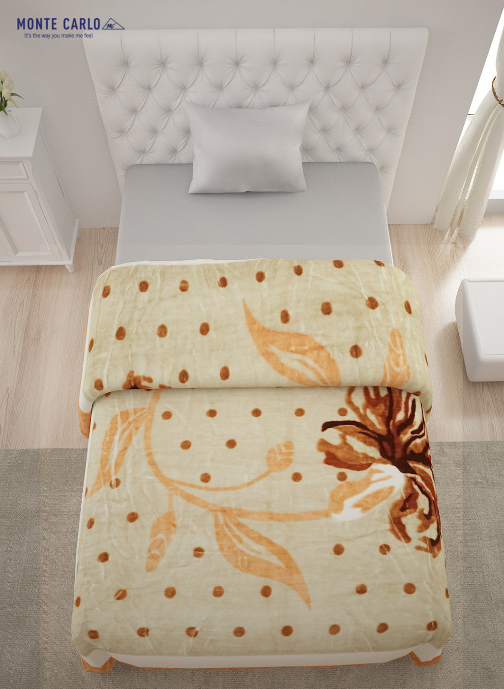 Printed Mink Single Blanket for Mild Winter -2 Ply