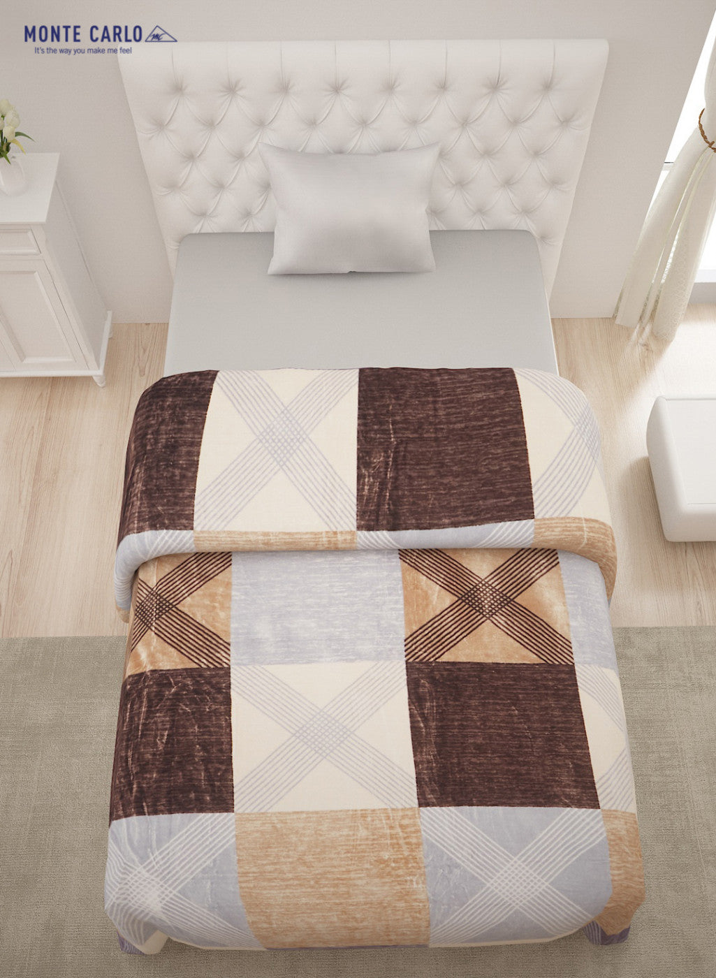 Printed Mink Single Blanket for AC Room -1 Ply