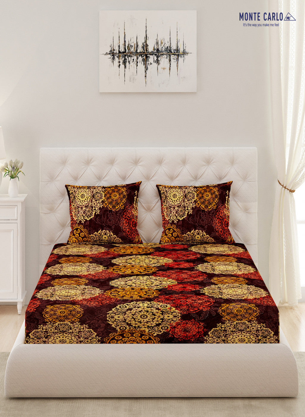 Multicolor 300 GSM Bedsheet with 2 Pillow Covers (Camila)