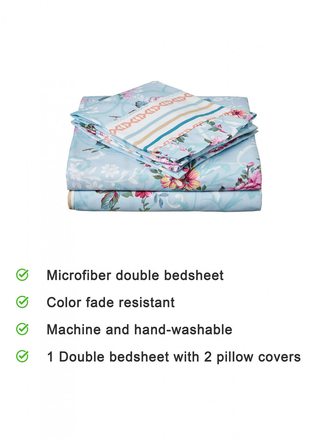 Multi Color 130 GSM Bedsheet with 2 Pillow Covers