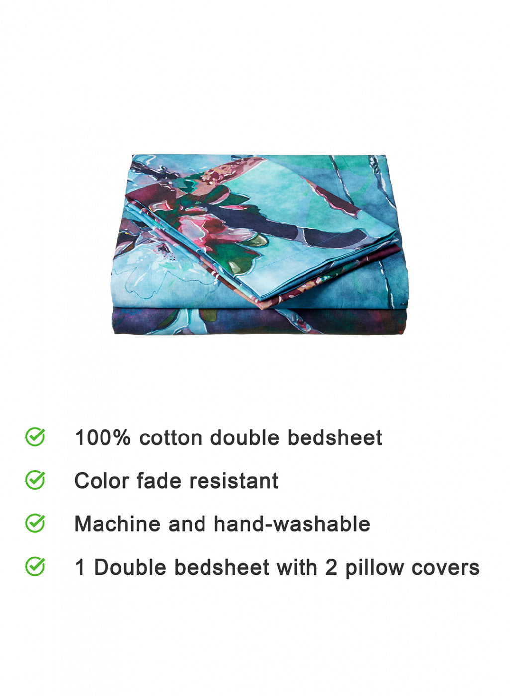 Multi Color 200 TC Bedsheet with 2 Pillow Covers