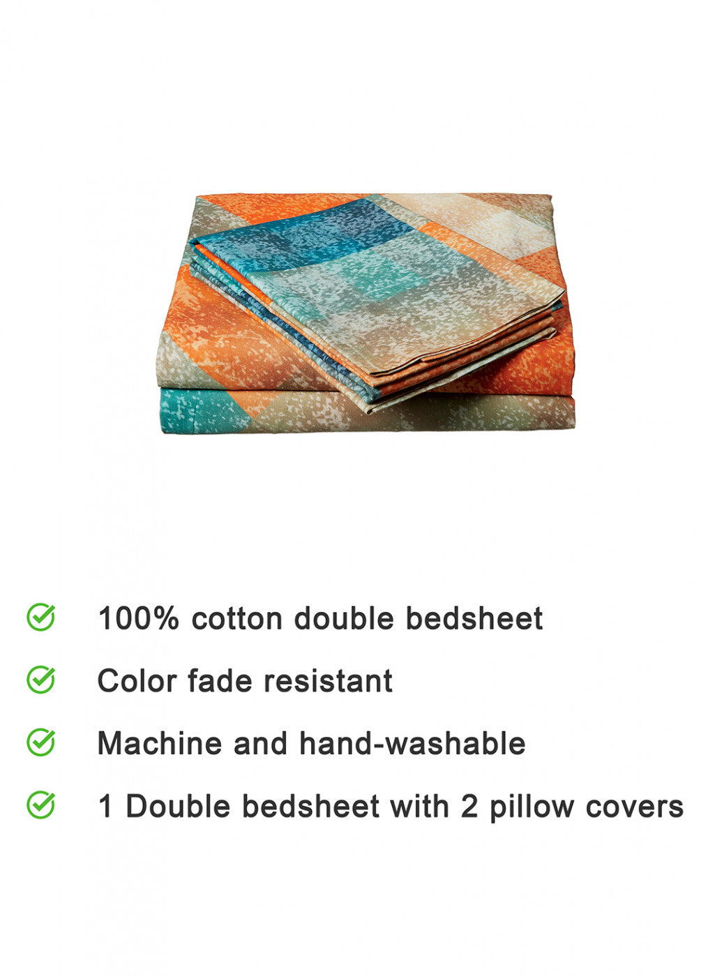 Multi Color 200 TC Bedsheet with 2 Pillow Covers