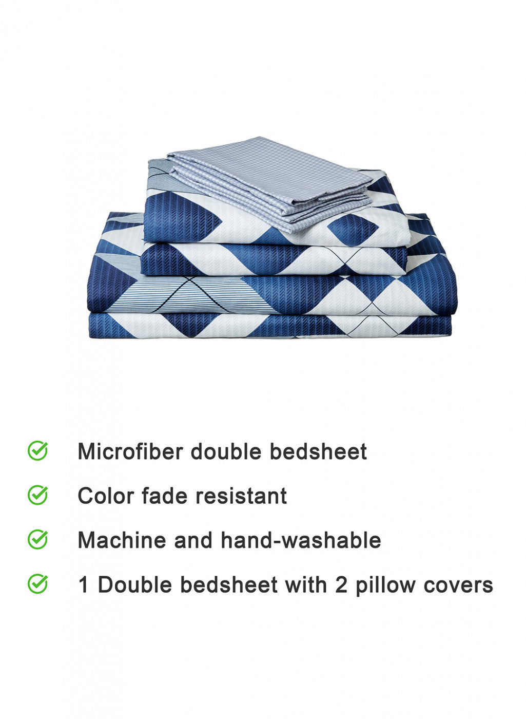 Multi Color 130 GSM Bedsheet with 2 Pillow Covers + 1 Duvet