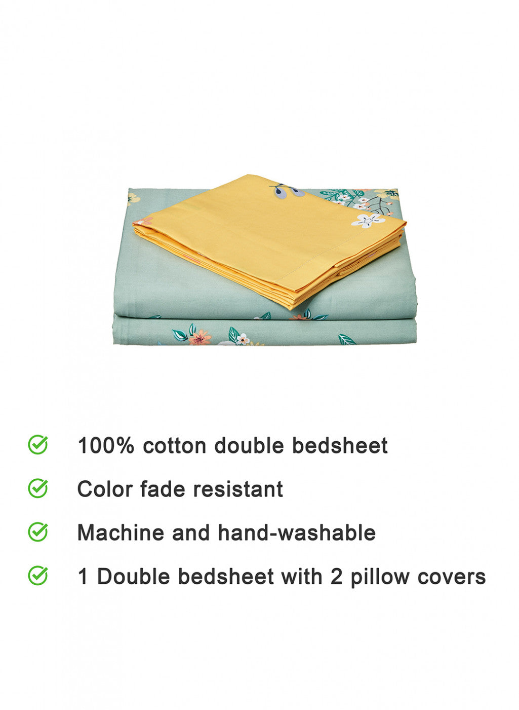 Multi Color 128/68 TC Bedsheet with 2 Pillow Covers