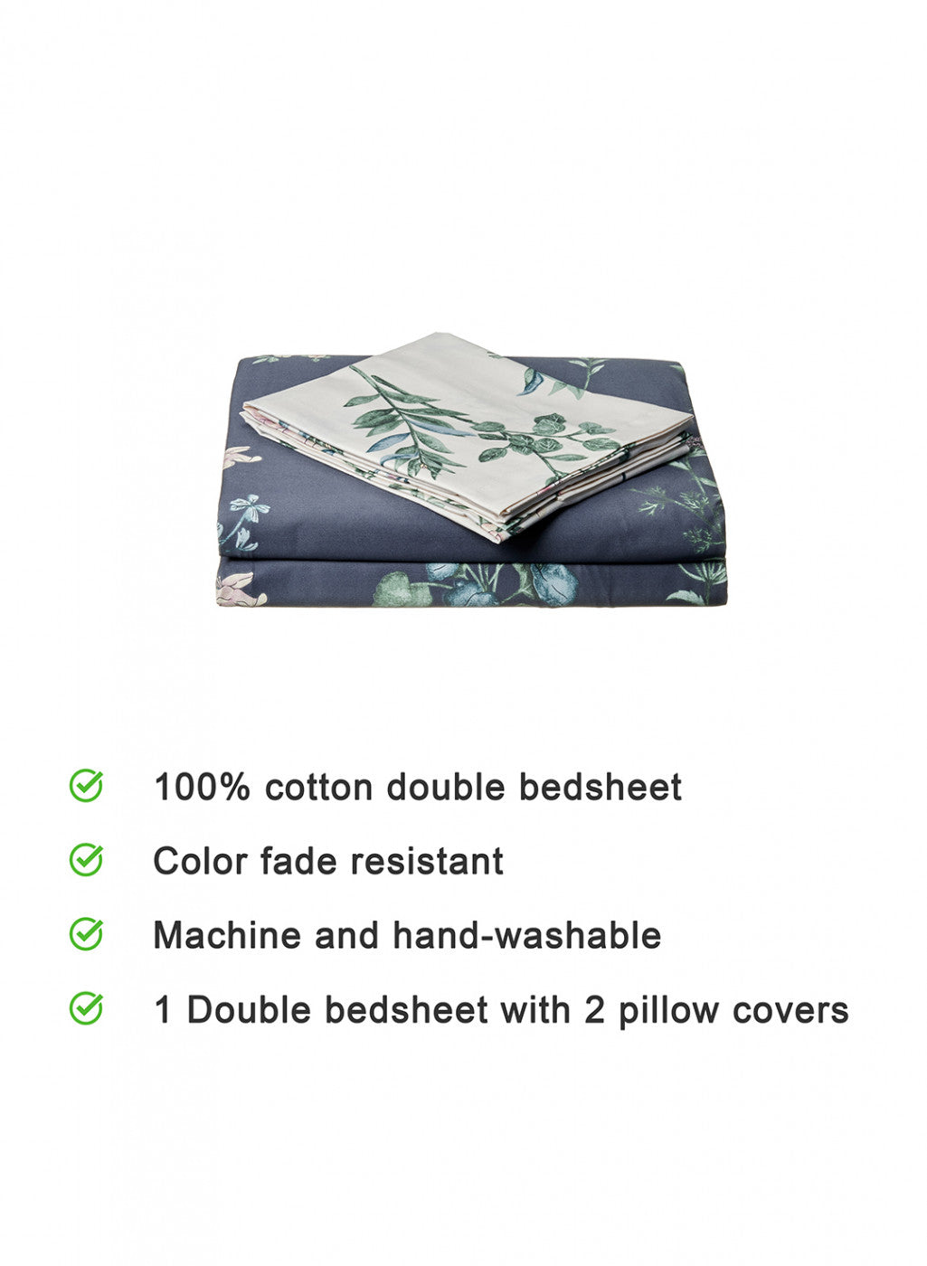 Multi Color 128/68 TC Bedsheet with 2 Pillow Covers