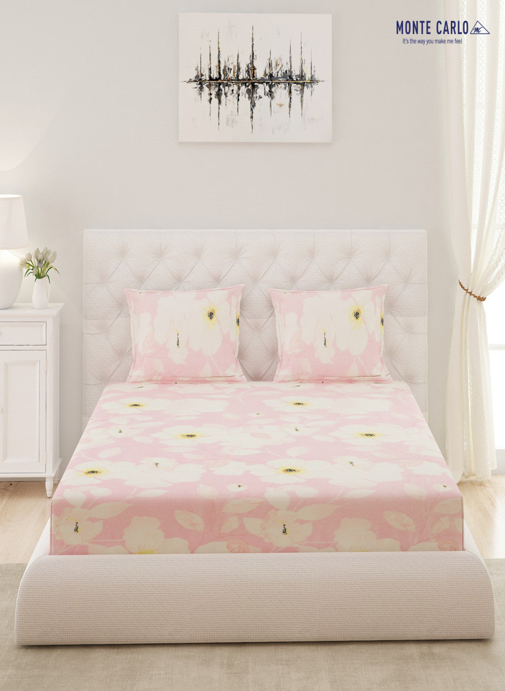 Multicolor 280 GSM Bedsheet with 2 Pillow Covers (Rosemery)