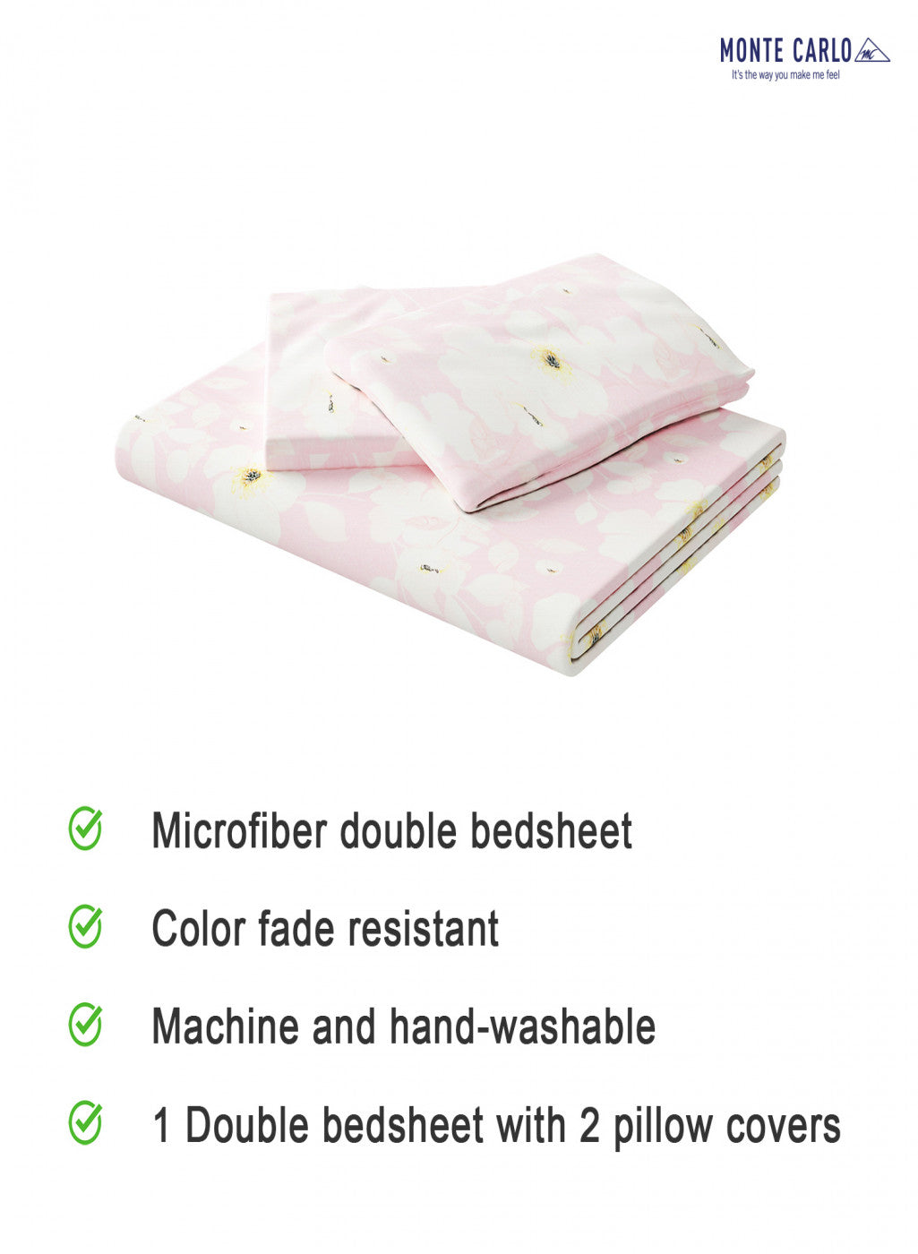 Multicolor 280 GSM Bedsheet with 2 Pillow Covers (Rosemery)