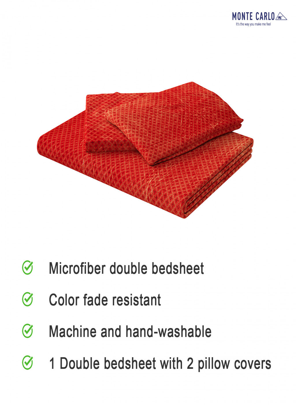 Multicolor 280 GSM Bedsheet with 2 Pillow Covers (Ruby Gold)