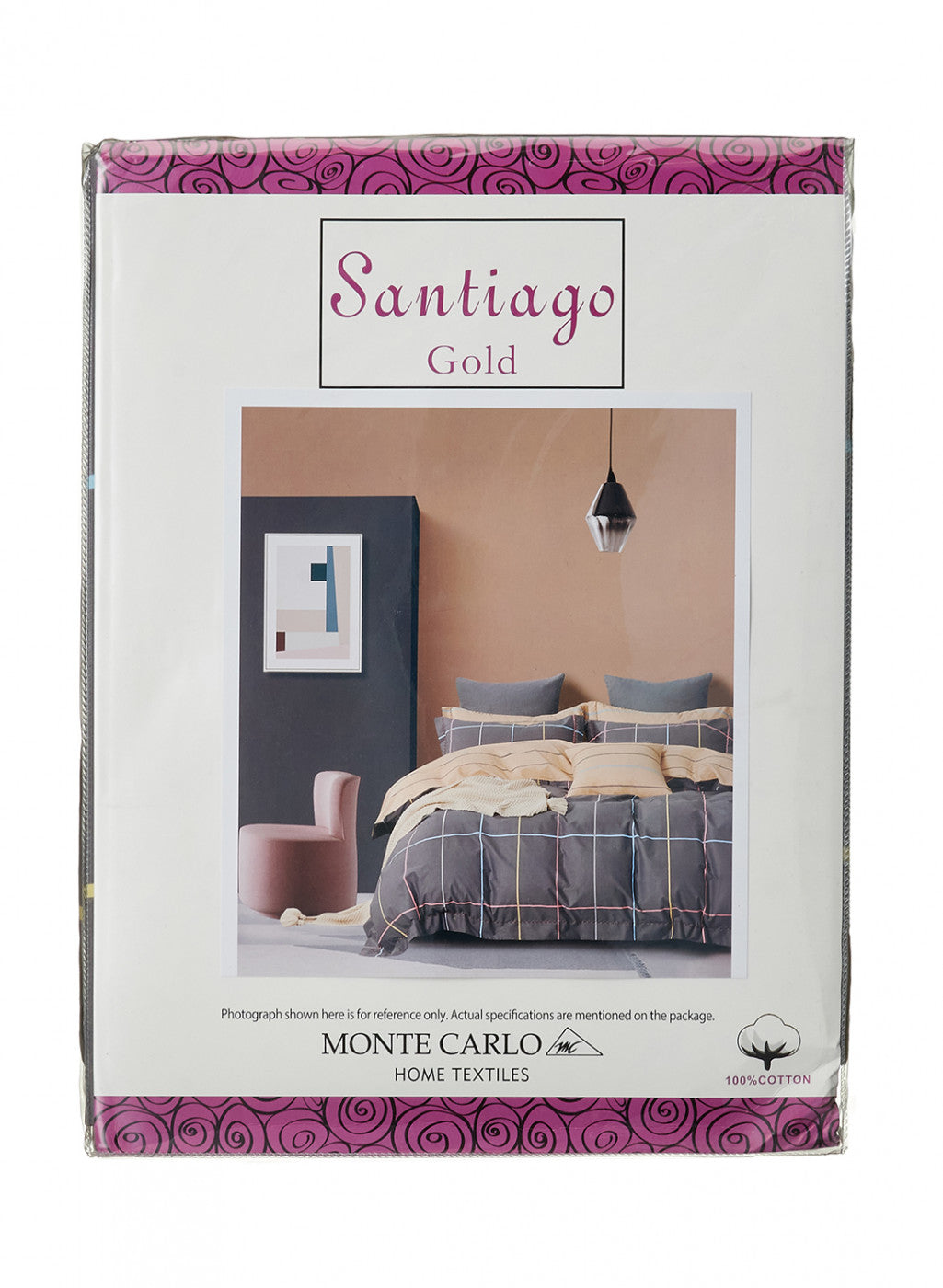 Multicolor 128 TC Bedsheet with 2 Pillow Covers (Santiago Gold)