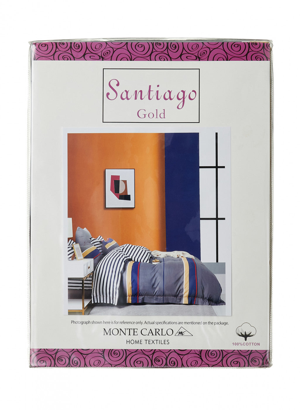 Multicolor 128 TC Bedsheet with 2 Pillow Covers (Santiago Gold)