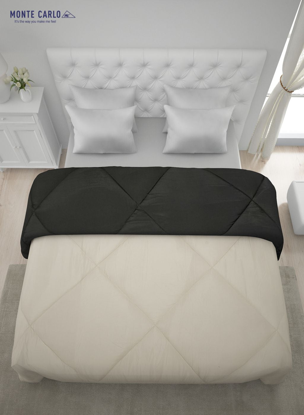 Solid Microfibre Double Comforter for Mild Winter