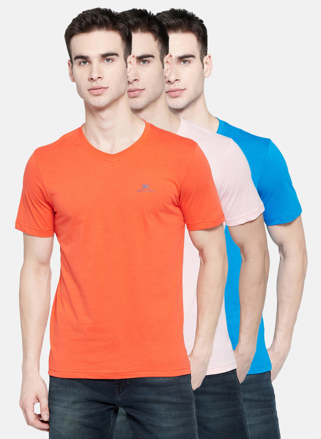 Mens Multi Color Plain T-Shirt