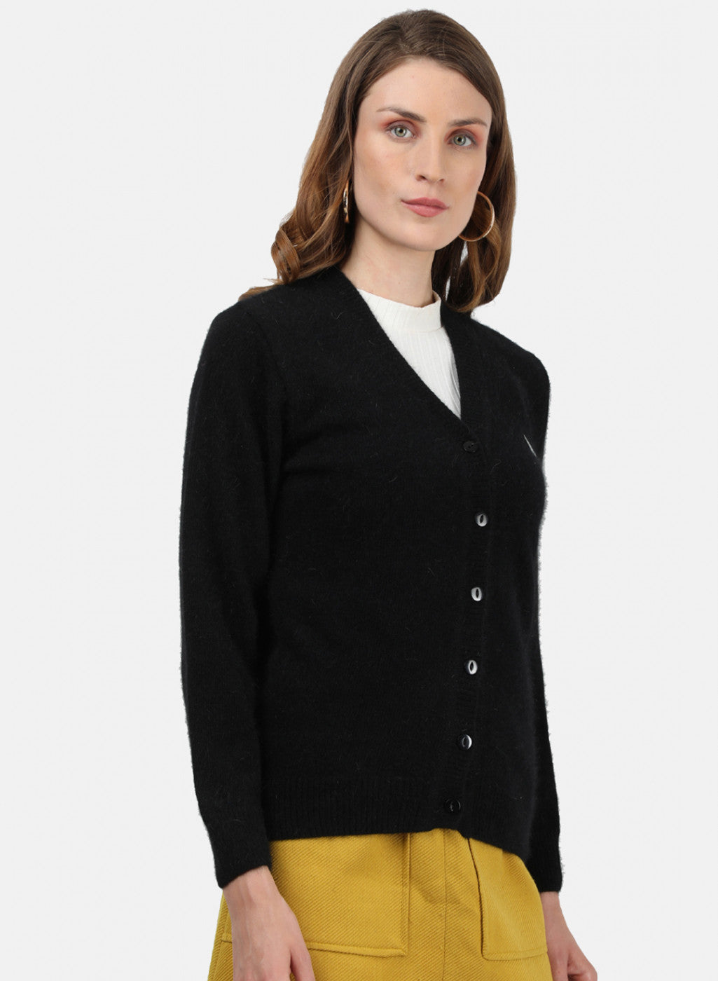 Women Black Solid Cardigan