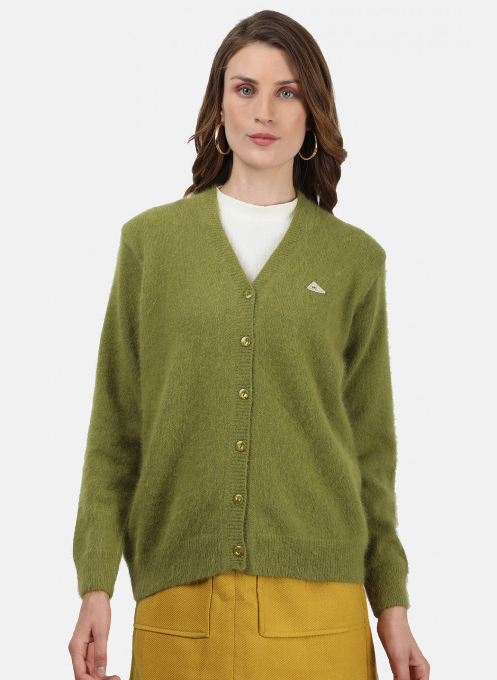 Women Olive Solid Cardigan