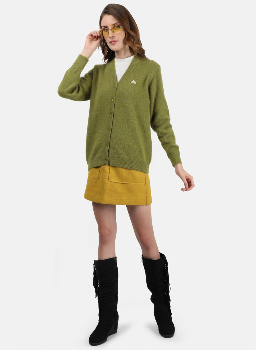 Women Olive Solid Cardigan