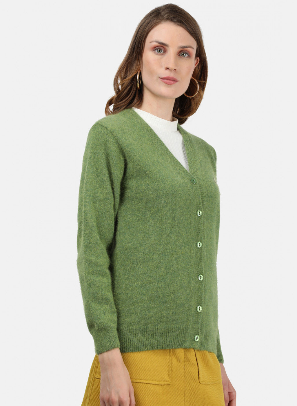 Women Olive Solid Cardigan