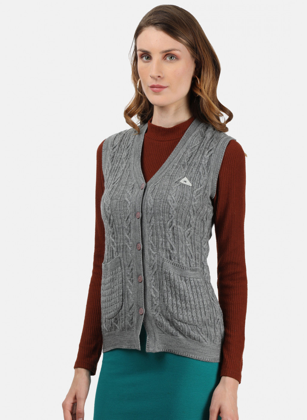 Women Grey Self Cardigan