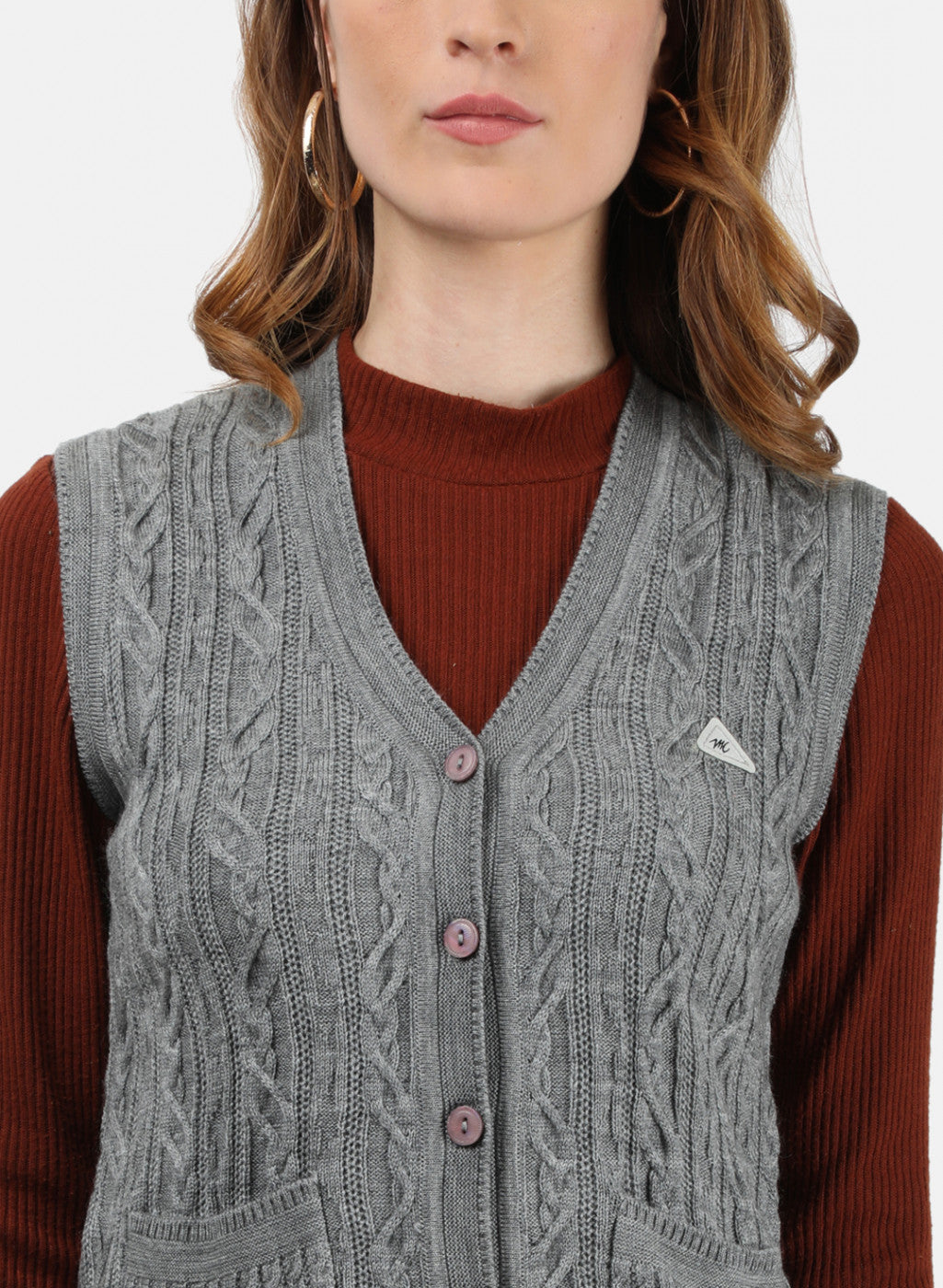 Women Grey Self Cardigan