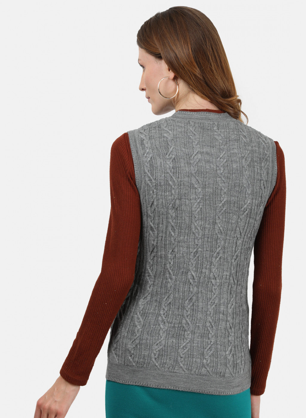 Women Grey Self Cardigan